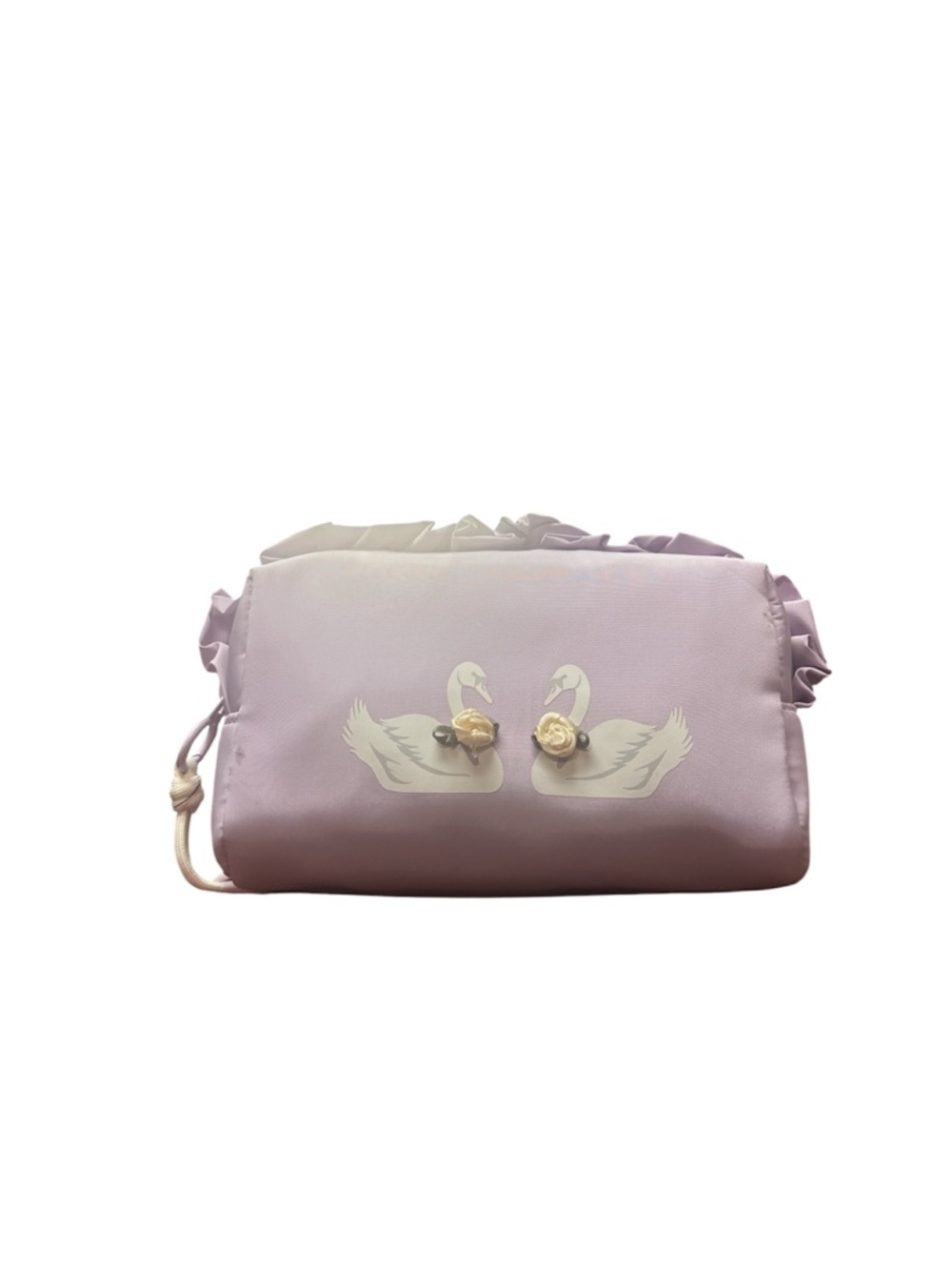Lilac Swan Detail Drawstring Women's Bag